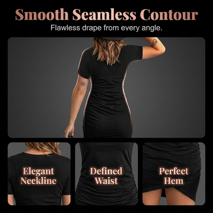 Women's Short Sleeve Ruched Bodycon T-Shirt Dress