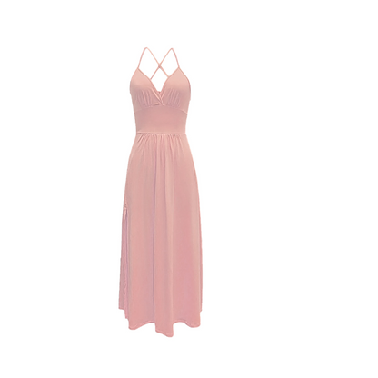 V-Neck Spaghetti Strap High Slit Maxi Dress