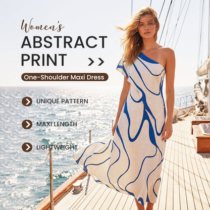 Women's Abstract Print One-Shoulder Maxi Dress