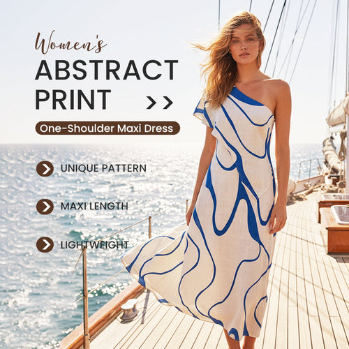 Women's Abstract Print One-Shoulder Maxi Dress