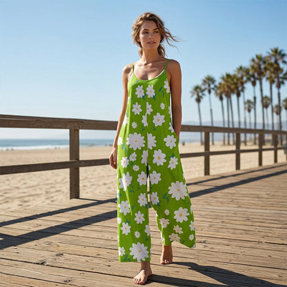 💐Women's Floral Print Wide Leg Jumpsuit