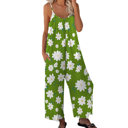 💐Women's Floral Print Wide Leg Jumpsuit