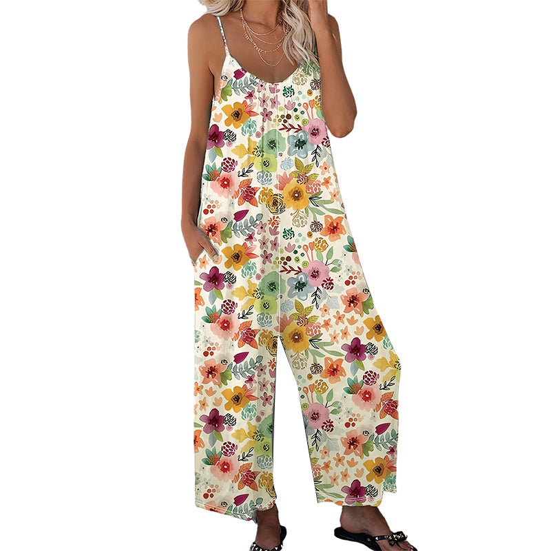 💐Women's Floral Print Wide Leg Jumpsuit