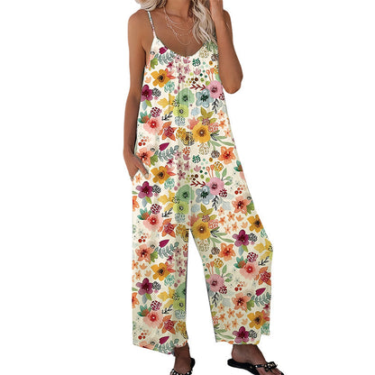 💐Women's Floral Print Wide Leg Jumpsuit