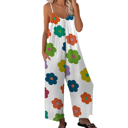 💐Women's Floral Print Wide Leg Jumpsuit
