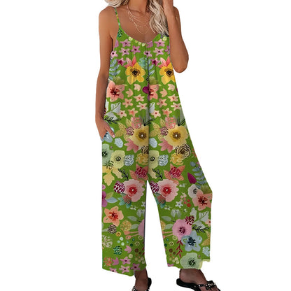 💐Women's Floral Print Wide Leg Jumpsuit