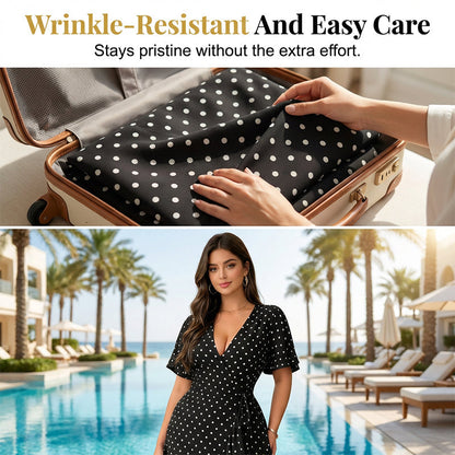 Women's Polka Dot V-Neck Maxi Dress