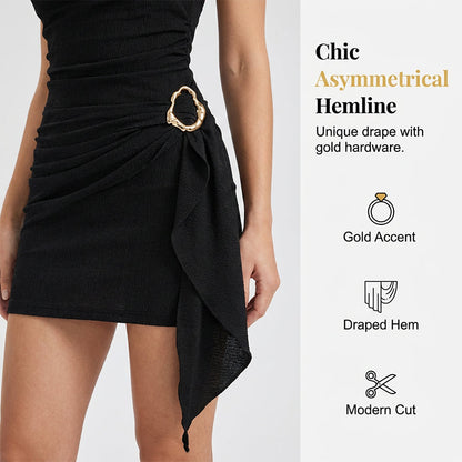 Sleeveless Bodycon Dress with Side Drape