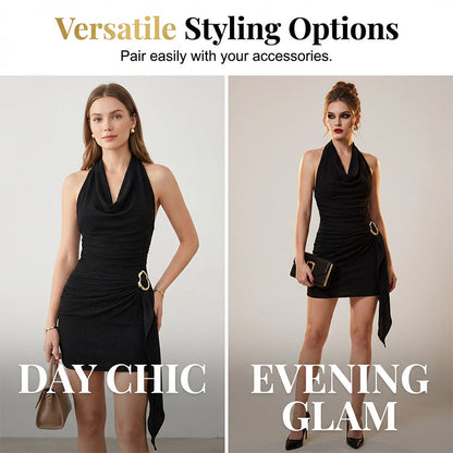 Sleeveless Bodycon Dress with Side Drape
