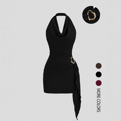 Sleeveless Bodycon Dress with Side Drape