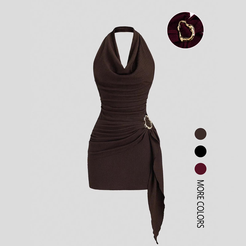 Sleeveless Bodycon Dress with Side Drape