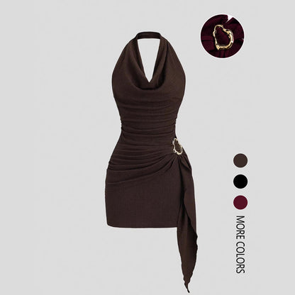 Sleeveless Bodycon Dress with Side Drape
