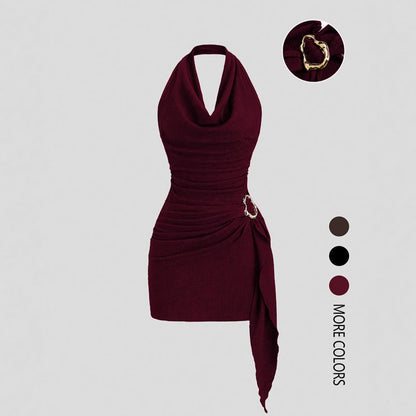 Sleeveless Bodycon Dress with Side Drape