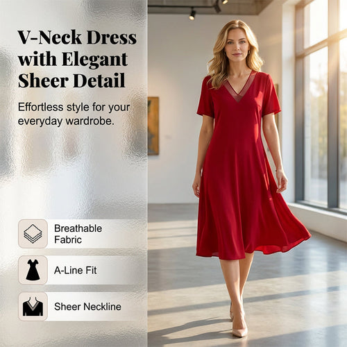 ❤️Women's Elegant V-Neck Mesh Dress