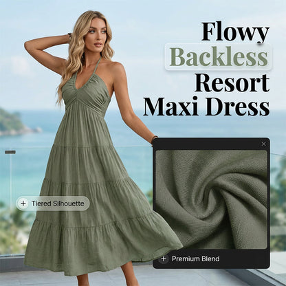 Women's Halter Neck Backless Maxi Dress