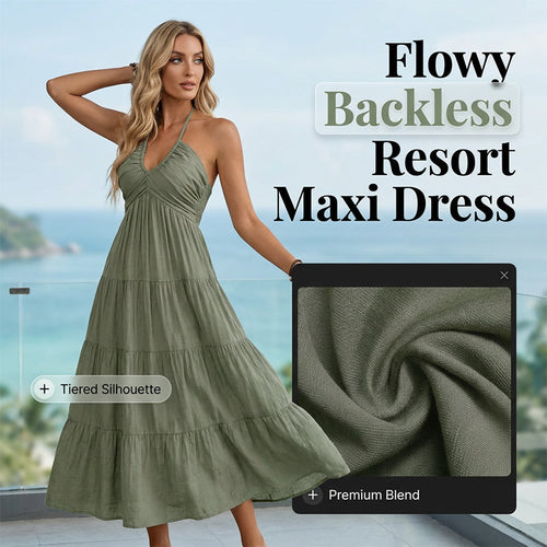 Women's Halter Neck Backless Maxi Dress