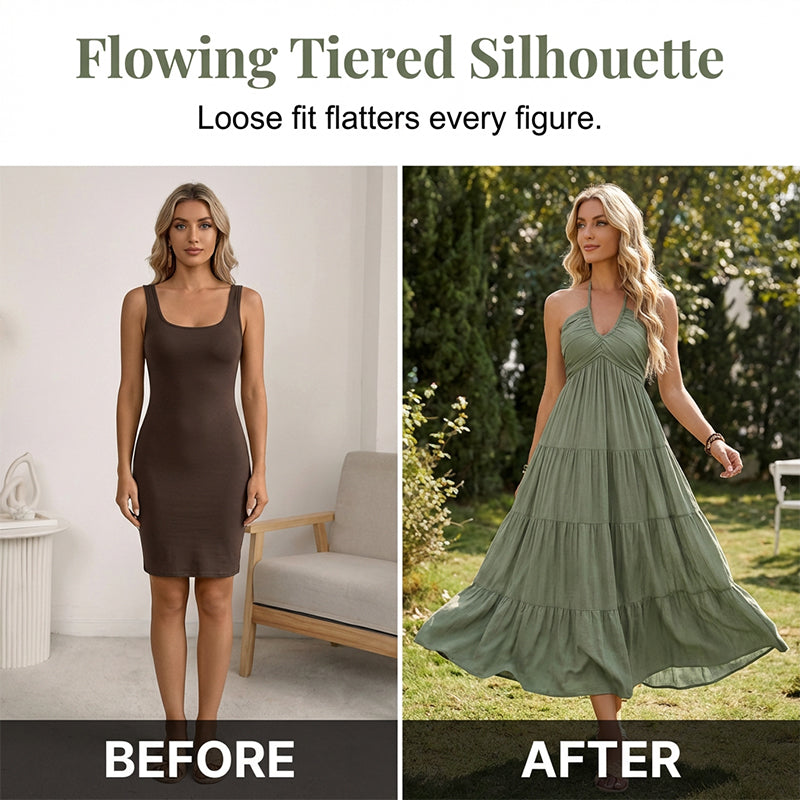 Women's Halter Neck Backless Maxi Dress
