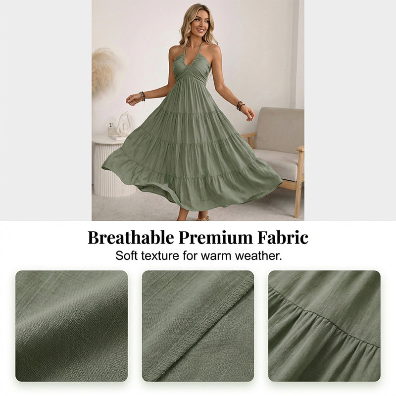Women's Halter Neck Backless Maxi Dress