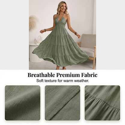 Women's Halter Neck Backless Maxi Dress