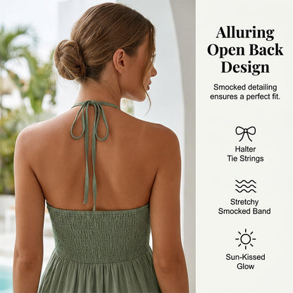 Women's Halter Neck Backless Maxi Dress