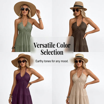 Women's Halter Neck Backless Maxi Dress