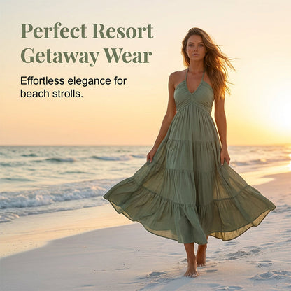 Women's Halter Neck Backless Maxi Dress