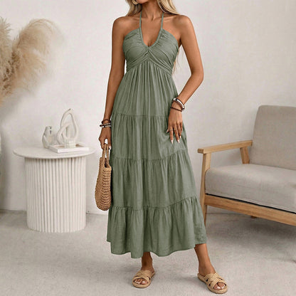 Women's Halter Neck Backless Maxi Dress