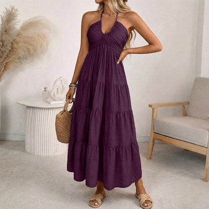 Women's Halter Neck Backless Maxi Dress