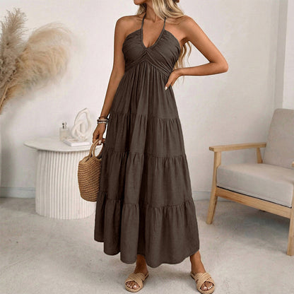Women's Halter Neck Backless Maxi Dress