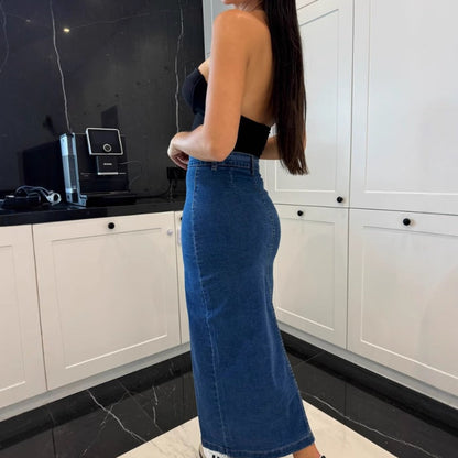 Stylish Button-Front Split Bodycon Skirt - Day to Night Chic