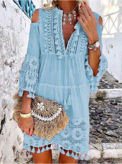 🌸👗Women's Loose Cotton Linen Embroidered Dress