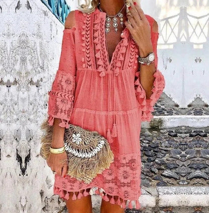 🌸👗Women's Loose Cotton Linen Embroidered Dress