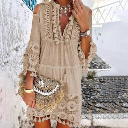 🌸👗Women's Loose Cotton Linen Embroidered Dress