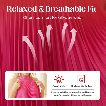 Women's Halter Neck Pleated Flowy Maxi Dress