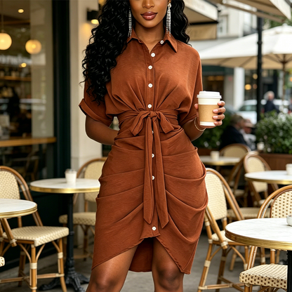 🤎Women's Casual Button-Down Shirt Dress