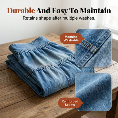 Women's High Waisted Tiered A-Line Denim Maxi Skirt