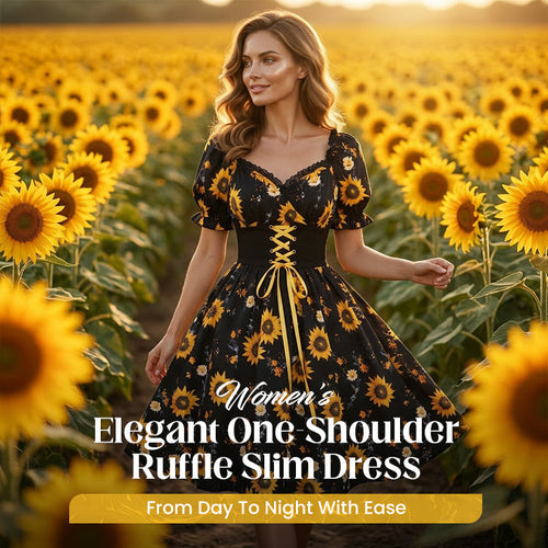 👗🌸 Women's Print Puff Sleeve Dress – Floral Mini Dress
