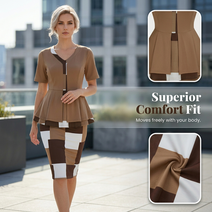 Color Block Pencil Skirt & Top Set