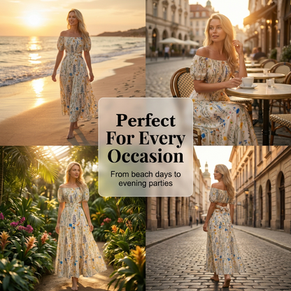 💃Floral Off-Shoulder Cut-Out Maxi Dress🌸✨