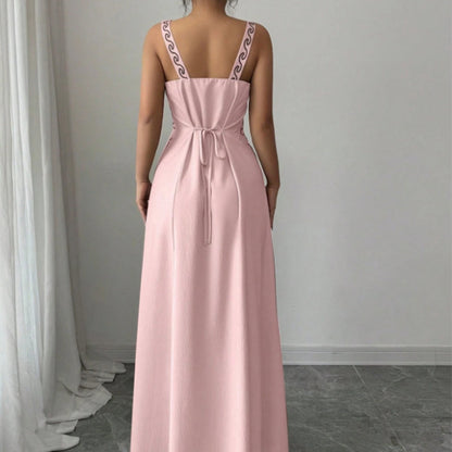 Sleeveless V-Neck Floral Print Slit Dress