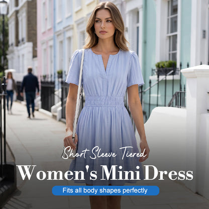 Women's Short Sleeve Tiered Mini Dress