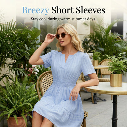 Women's Short Sleeve Tiered Mini Dress