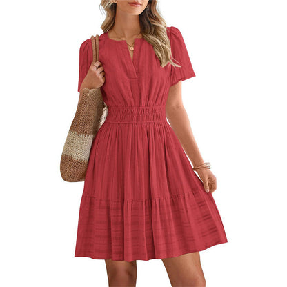Women's Short Sleeve Tiered Mini Dress