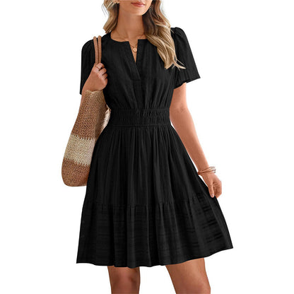 Women's Short Sleeve Tiered Mini Dress