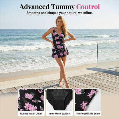 🌸Floral Swimdress Magic 💕Women's Floral Print One-Piece Swimdress