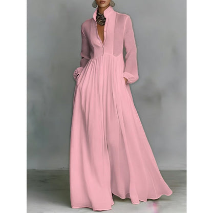 ✨ Elegant Pleated White High-Neck Maxi Dress
