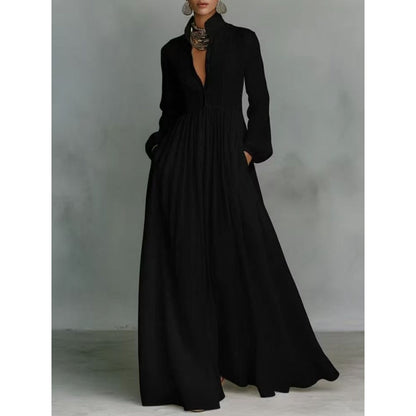 ✨ Elegant Pleated White High-Neck Maxi Dress