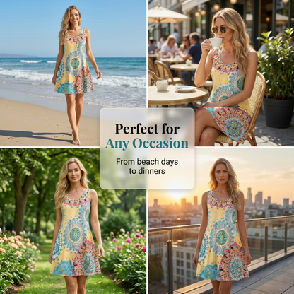 🌸Summer Hot Sale✨Casual Sleeveless A-Line Printed Summer Dress