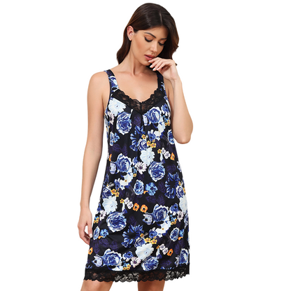 🌙 LIMITED-TIME 50% OFF! ✨ Women's Lace Trim Nightgown – V-Neck, Silky, Relaxed 🍃