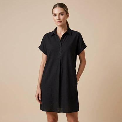 Casual Short Sleeve Dress – Button Front, Pockets & Breezy Fit – Lightweight, Breathable & Perfect for Summer Days ☀️